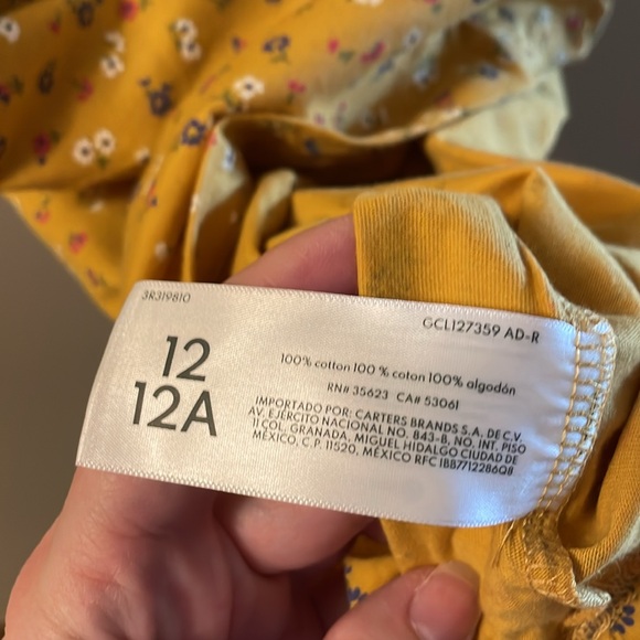 CARTERS NWT Girls Size 12 Yellow Floral Jersey Dress - Picture 8 of 10